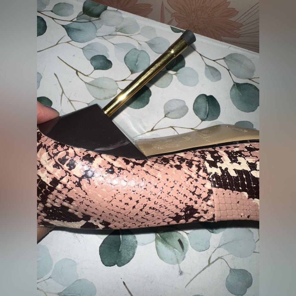 D:fuse Leather Snakeskin Pattern Pale Pinkish Cream Brown Hi Heels Sz 7 - Picture 8 of 8
